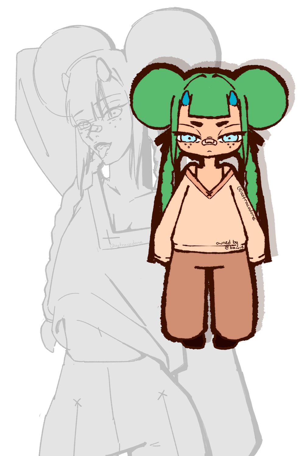 1 Chibi, Flat Colour and 1 Half Body, Sketch